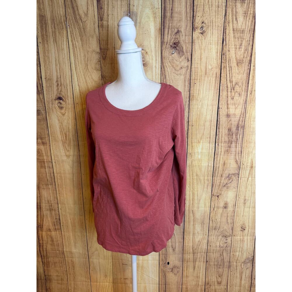 J. Jill Scoop Neck Long Sleeved Tshirt Blouse Dusty Mauve Women's Size L Petite